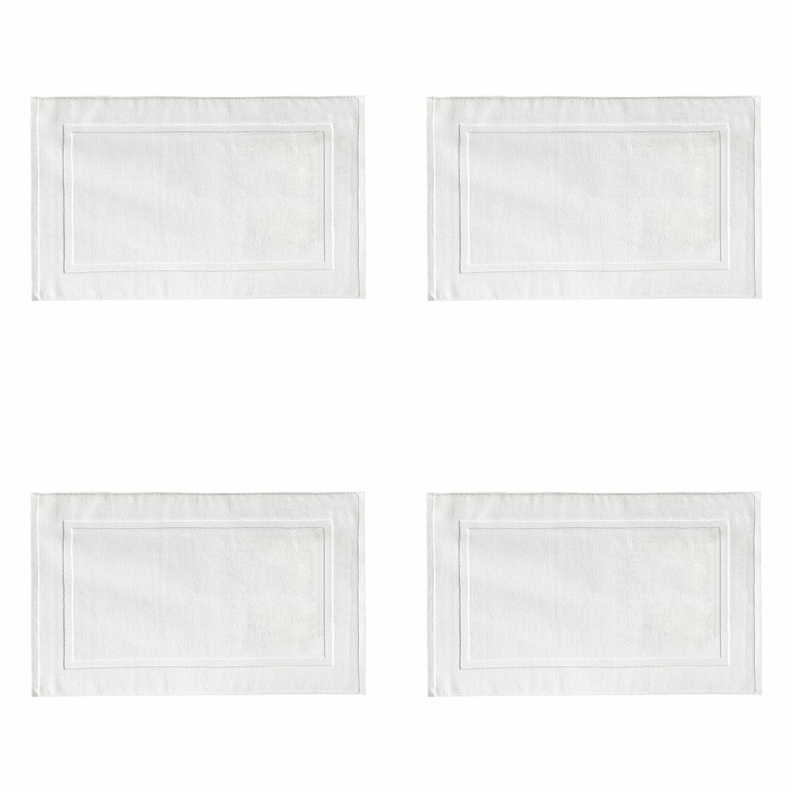 2PCS White Cotton Classic Rug Bath Mats Absorbent Cotton Hotel Spa Shower Bathtub Mats [Not A Bathroom Rug] Machine Washable Shower Bathroom Floor Towel A-White 4PCS - Image 1
