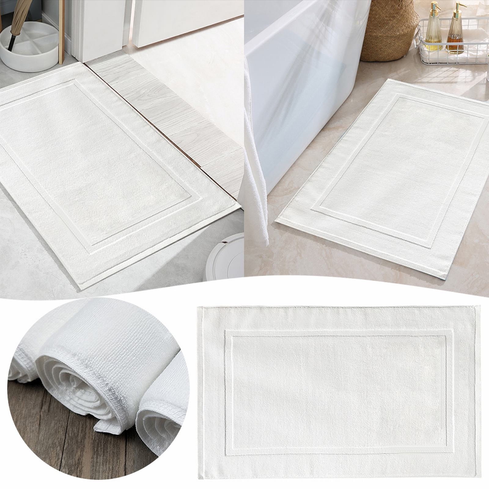 2PCS White Cotton Classic Rug Bath Mats Absorbent Cotton Hotel Spa Shower Bathtub Mats [Not A Bathroom Rug] Machine Washable Shower Bathroom Floor Towel A-White 4PCS - Image 2