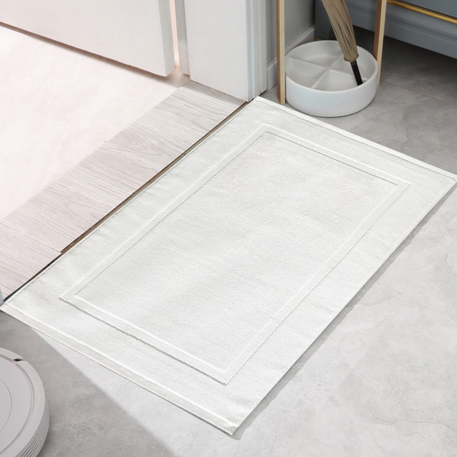 2PCS White Cotton Classic Rug Bath Mats Absorbent Cotton Hotel Spa Shower Bathtub Mats [Not A Bathroom Rug] Machine Washable Shower Bathroom Floor Towel A-White 4PCS - Image 7