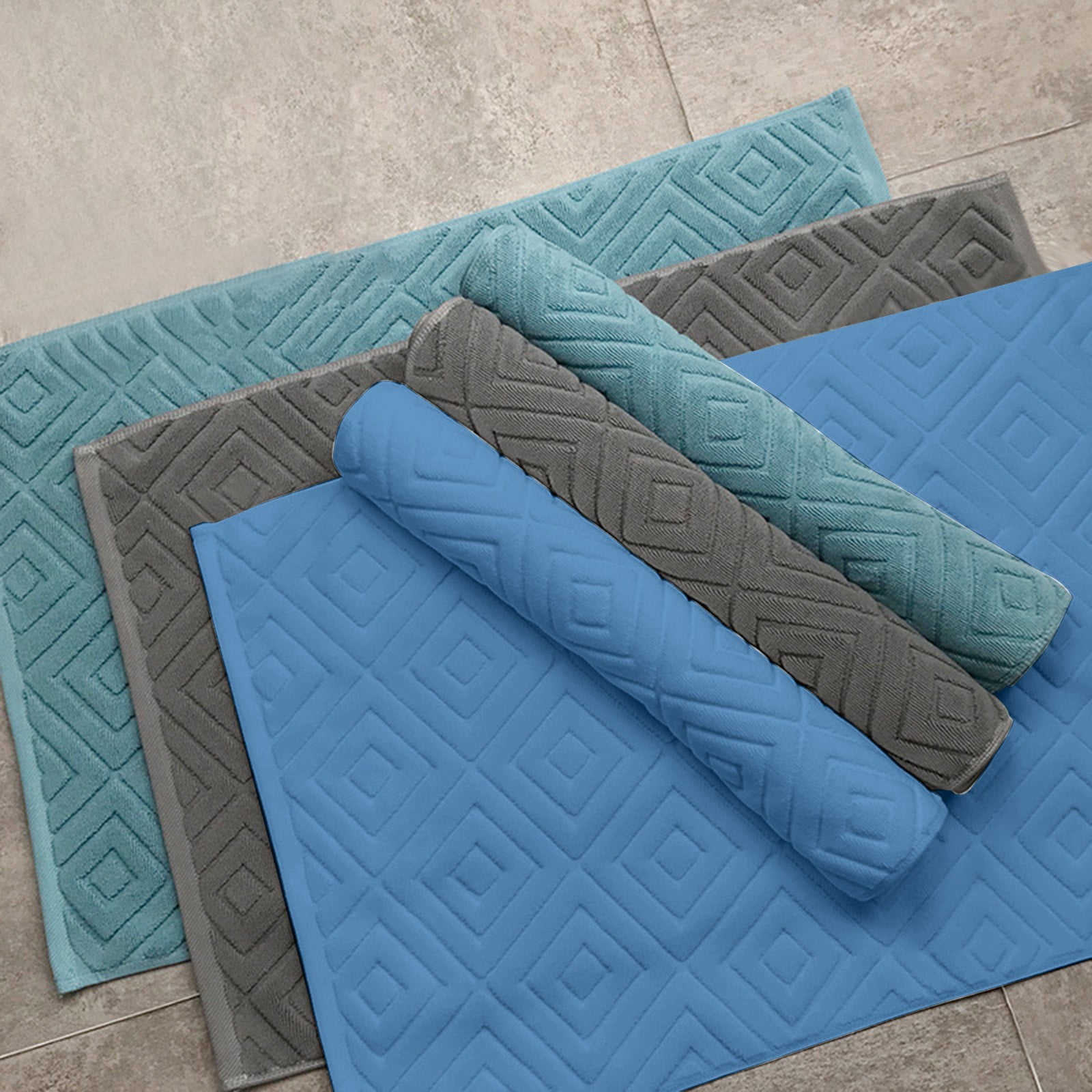 2PCS White Cotton Classic Rug Bath Mats Absorbent Cotton Hotel Spa Shower Bathtub Mats [Not A Bathroom Rug] Machine Washable Shower Bathroom Floor Towel B 1PCS & White 1PCS - Image 4