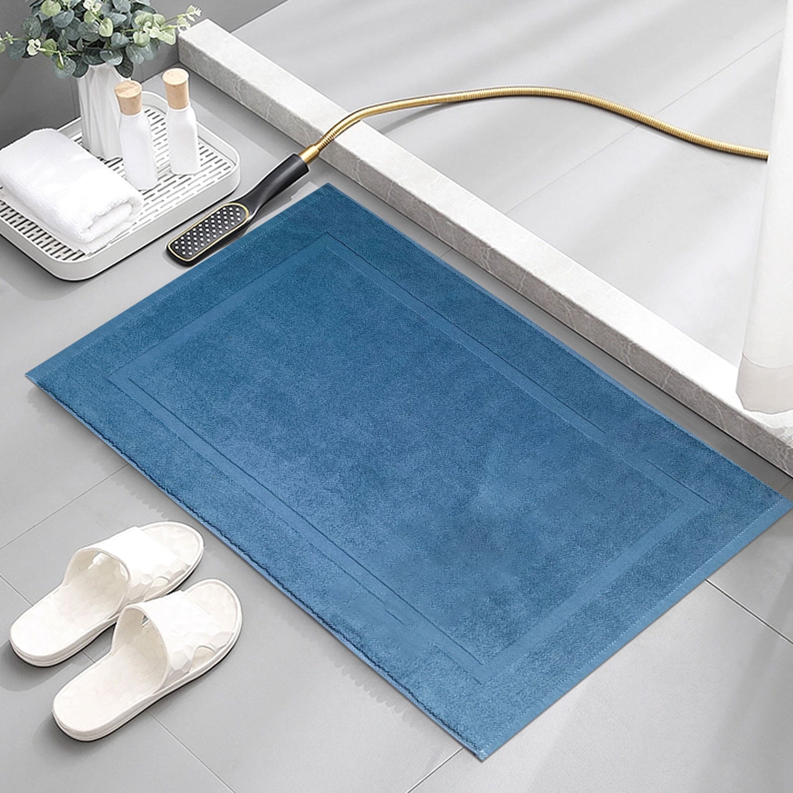 2PCS White Cotton Classic Rug Bath Mats Absorbent Cotton Hotel Spa Shower Bathtub Mats [Not A Bathroom Rug] Machine Washable Shower Bathroom Floor Towel B 2PCS & C 1PCS - Image 6
