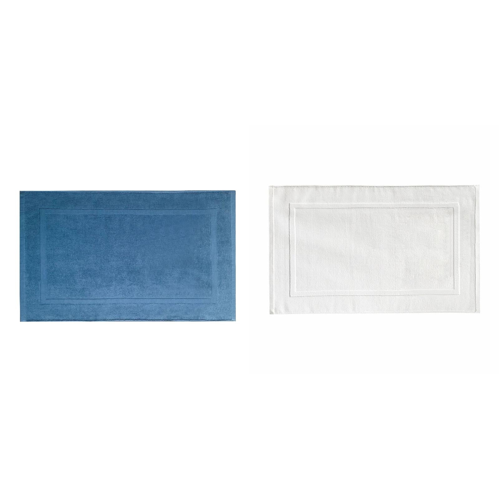 2PCS White Cotton Classic Rug Bath Mats Absorbent Cotton Hotel Spa Shower Bathtub Mats [Not A Bathroom Rug] Machine Washable Shower Bathroom Floor Towel C 1PCS & White 1PCS - Image 1