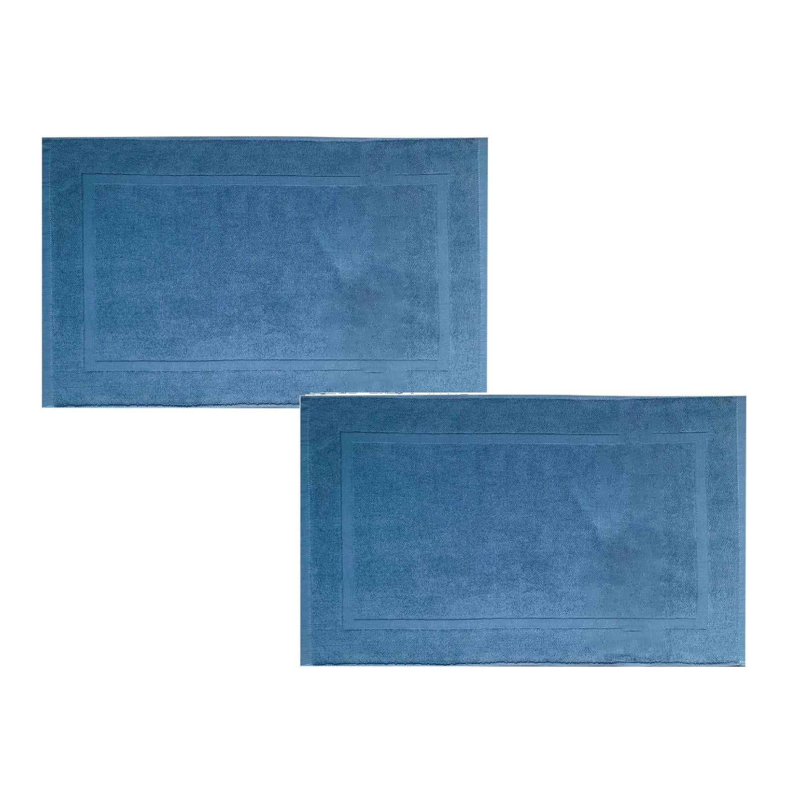 2PCS White Cotton Classic Rug Bath Mats Absorbent Cotton Hotel Spa Shower Bathtub Mats [Not A Bathroom Rug] Machine Washable Shower Bathroom Floor Towel C 2PCS - Image 1