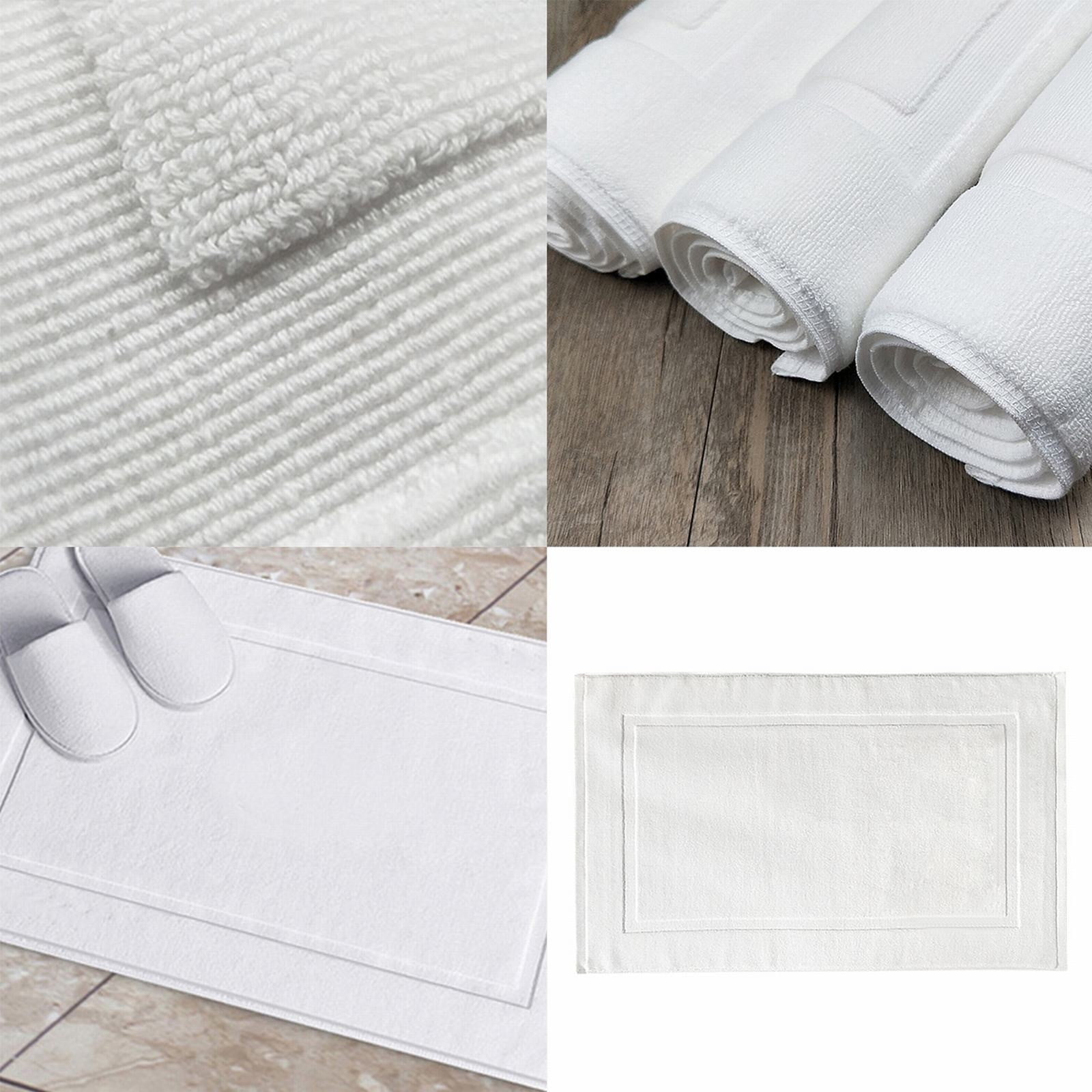 2PCS White Cotton Classic Rug Bath Mats Absorbent Cotton Hotel Spa Shower Bathtub Mats [Not A Bathroom Rug] Machine Washable Shower Bathroom Floor Towel C-White - Image 8