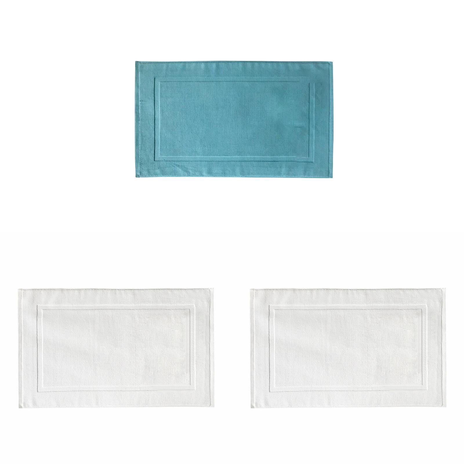 2PCS White Cotton Classic Rug Bath Mats Absorbent Cotton Hotel Spa Shower Bathtub Mats [Not A Bathroom Rug] Machine Washable Shower Bathroom Floor Towel D-White 2PCS & B 1PCS - Image 1