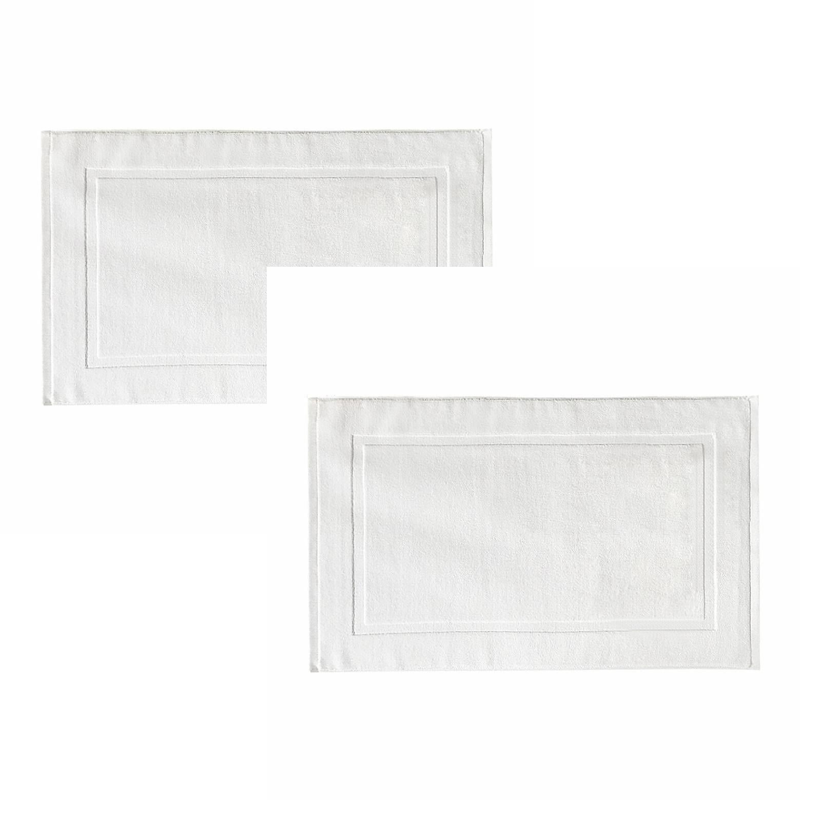 2PCS White Cotton Classic Rug Bath Mats Absorbent Cotton Hotel Spa Shower Bathtub Mats [Not A Bathroom Rug] Machine Washable Shower Bathroom Floor Towel F-White 2PCS - Image 1