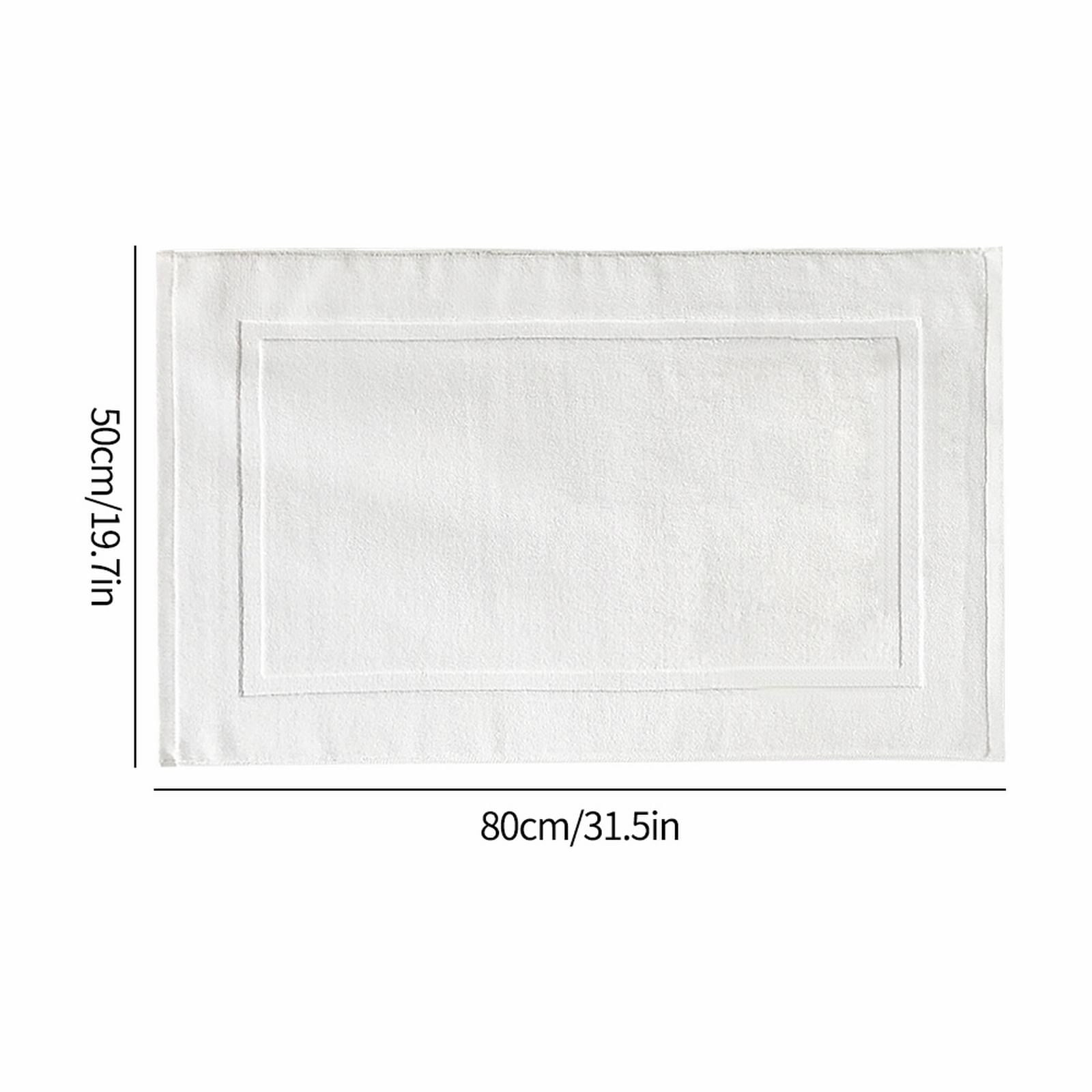 2PCS White Cotton Classic Rug Bath Mats Absorbent Cotton Hotel Spa Shower Bathtub Mats [Not A Bathroom Rug] Machine Washable Shower Bathroom Floor Towel F-White 2PCS - Image 3