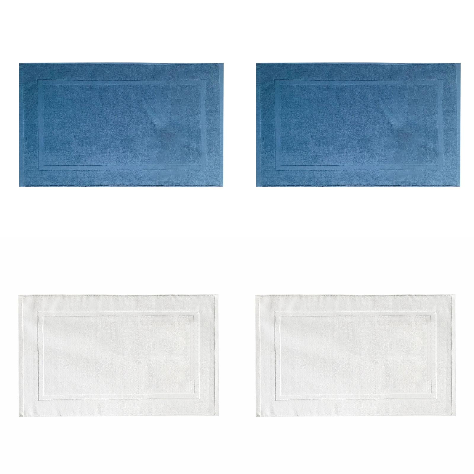 2PCS White Cotton Classic Rug Bath Mats Absorbent Cotton Hotel Spa Shower Bathtub Mats [Not A Bathroom Rug] Machine Washable Shower Bathroom Floor Towel F-White 2PCS & C 2PCS - Image 1
