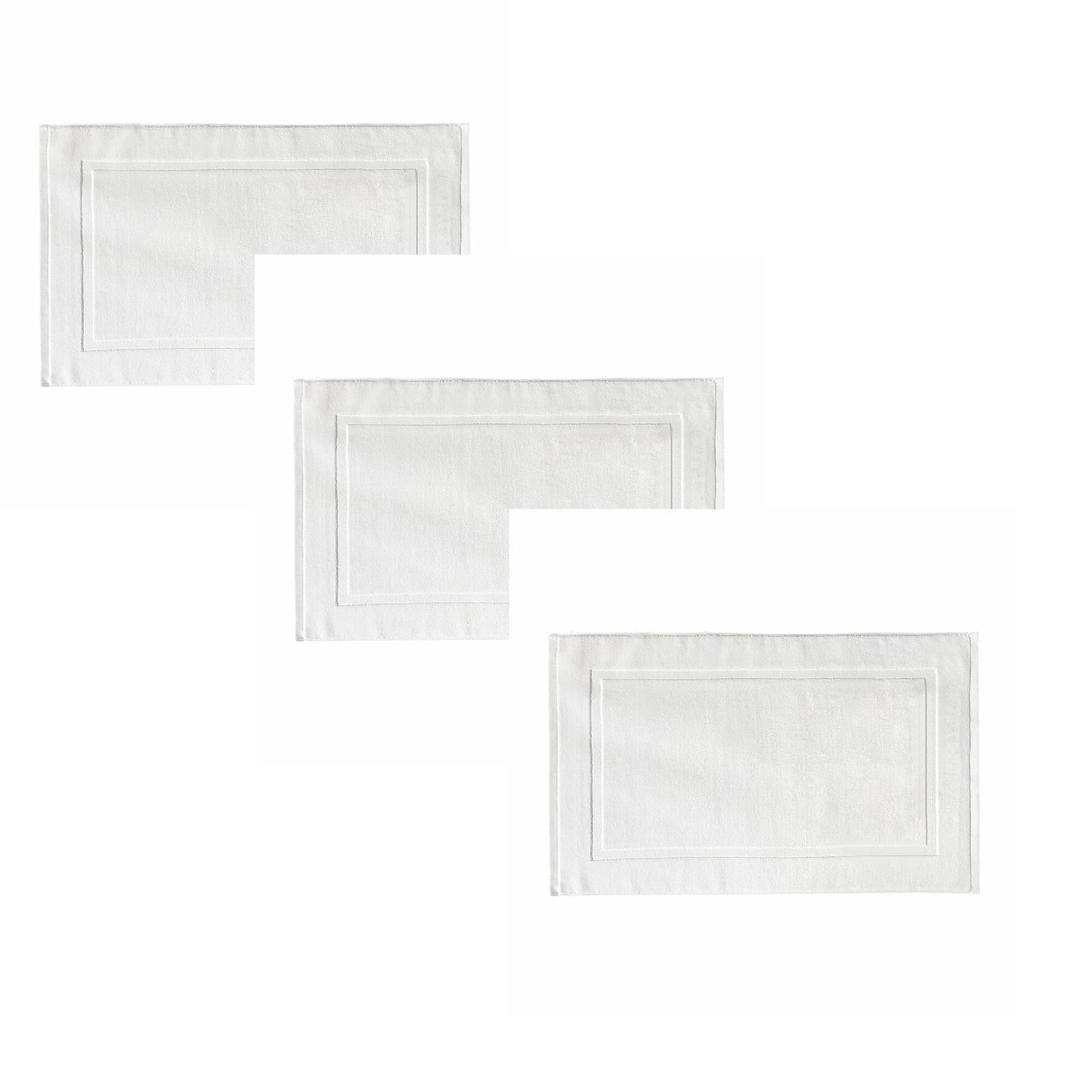 2PCS White Cotton Classic Rug Bath Mats Absorbent Cotton Hotel Spa Shower Bathtub Mats [Not A Bathroom Rug] Machine Washable Shower Bathroom Floor Towel F-White 3PCS - Image 1