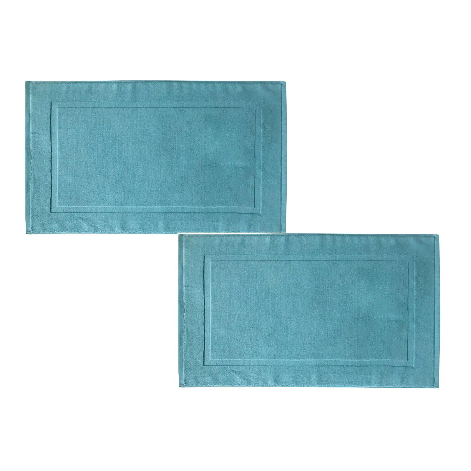 2PCS White Cotton Classic Rug Bath Mats Absorbent Cotton Hotel Spa Shower Bathtub Mats [Not A Bathroom Rug] Machine Washable Shower Bathroom Floor Towel White - Image 1