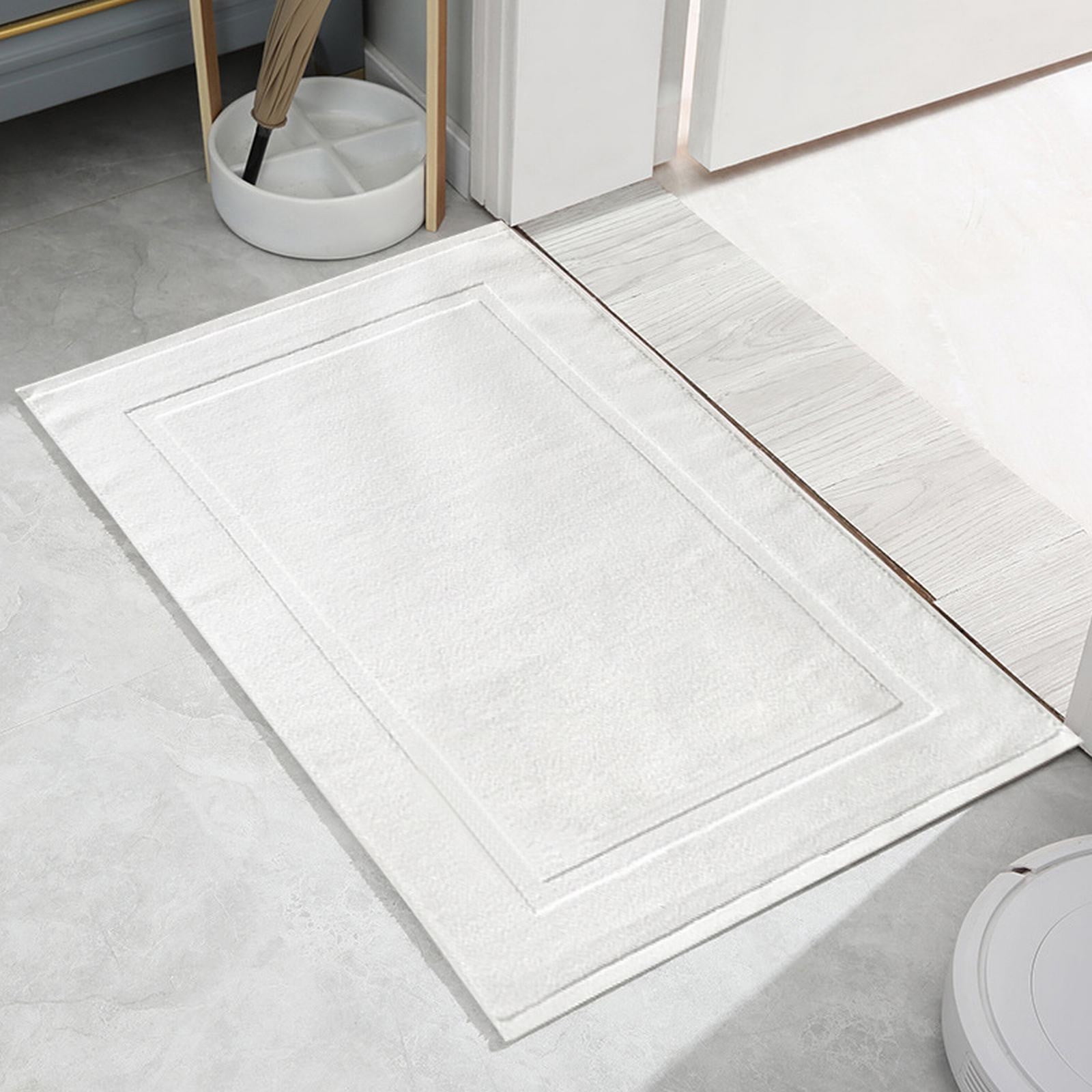 2PCS White Cotton Classic Rug Bath Mats Absorbent Cotton Hotel Spa Shower Bathtub Mats [Not A Bathroom Rug] Machine Washable Shower Bathroom Floor Towel White 1PCS & A 1PCS & B 1PCS & C 1PCS - Image 4
