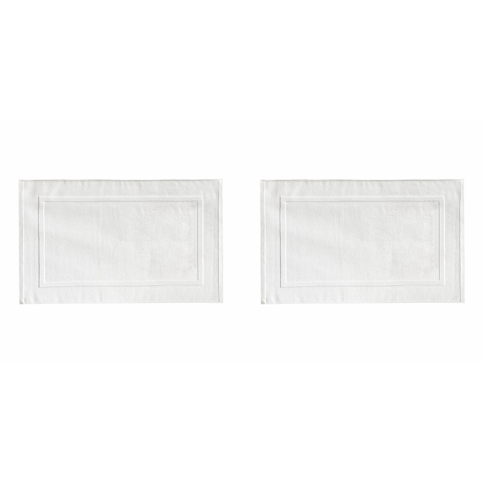 2PCS White Cotton Classic Rug Bath Mats Absorbent Cotton Hotel Spa Shower Bathtub Mats [Not A Bathroom Rug] Machine Washable Shower Bathroom Floor Towel White 2PCS - Image 1
