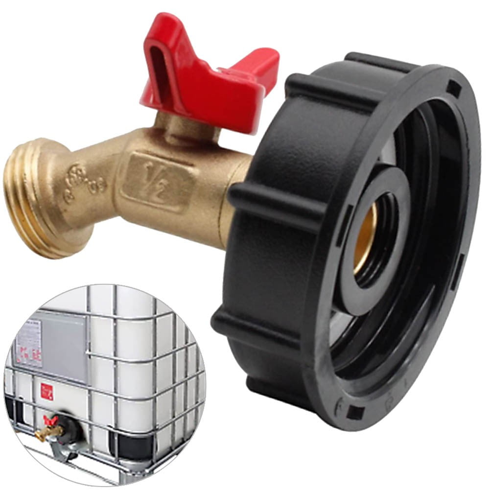 275-330 Gallon IBC Tote Water Tank Adapter 2 Free Brass Hose Faucet Water - Image 1