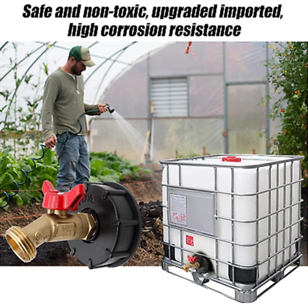 275-330 Gallon IBC Tote Water Tank Adapter 2 Free Brass Hose Faucet Water - Image 3