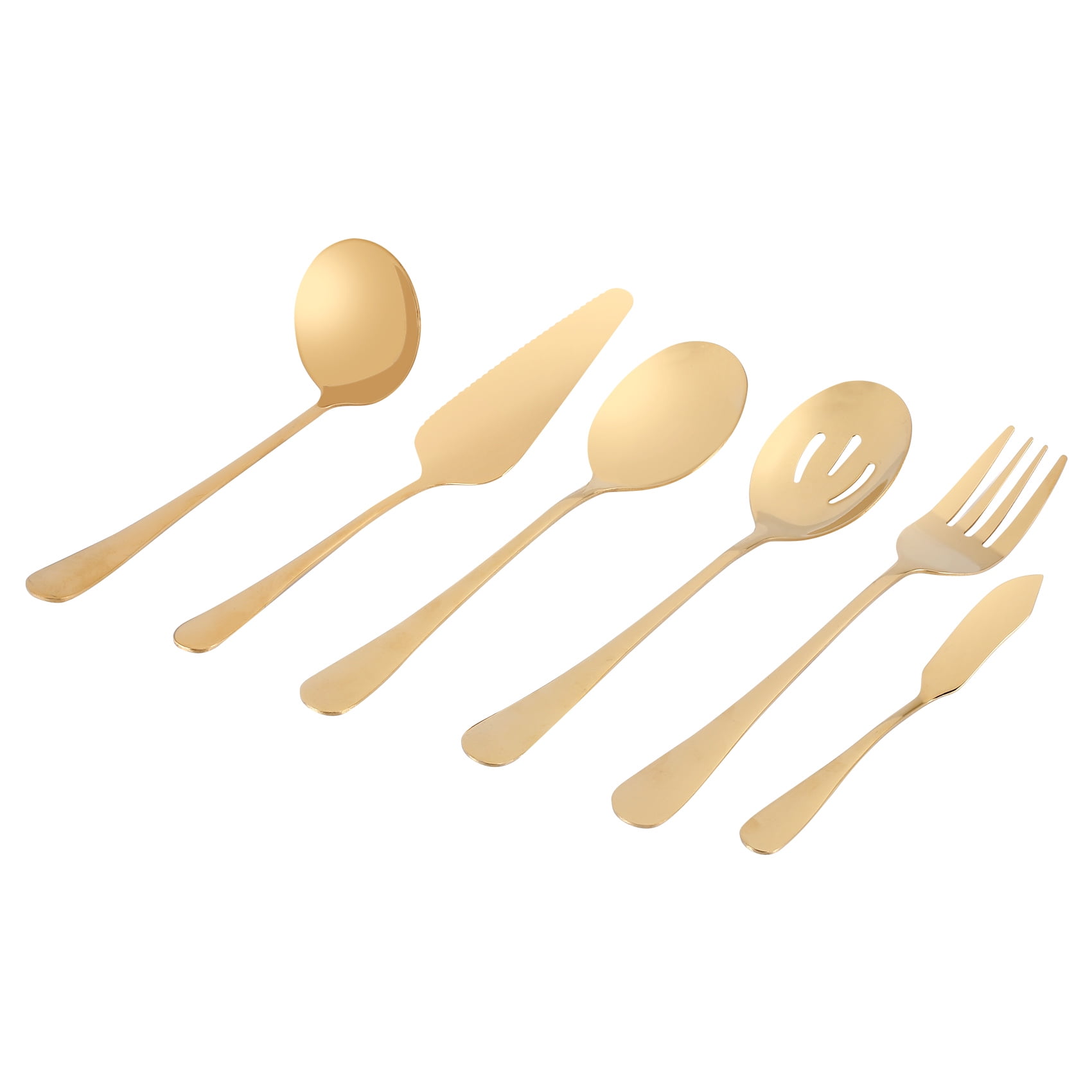 6-Piece Gold Stainless Steel Serving Flatware Set - Image 1