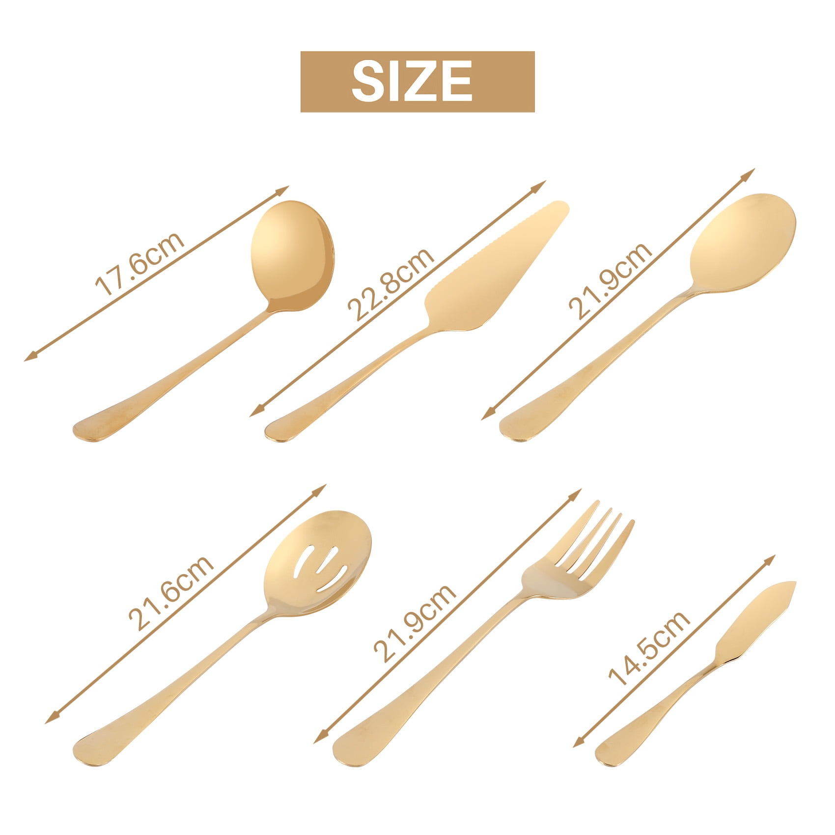 6-Piece Gold Stainless Steel Serving Flatware Set - Image 8