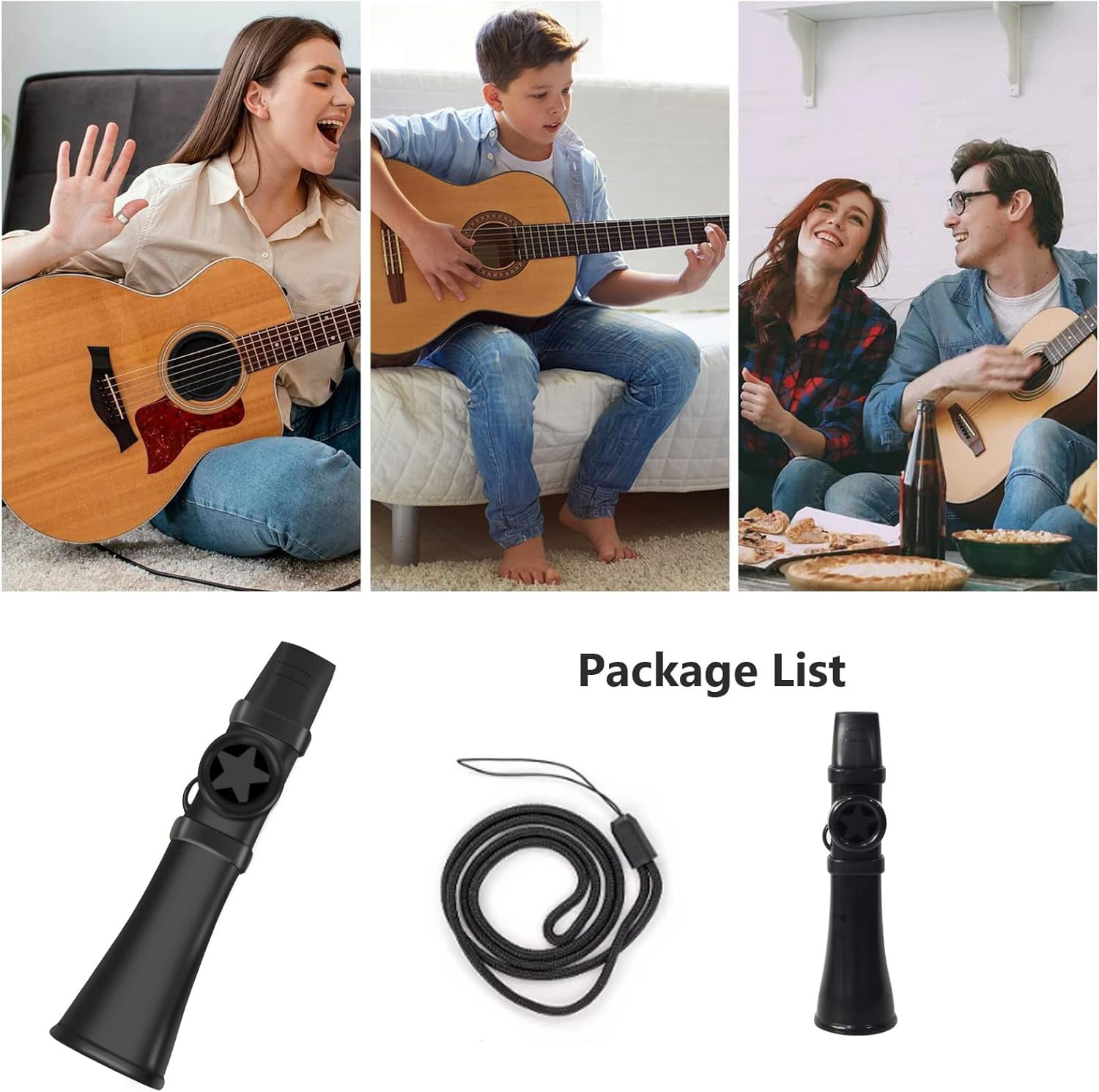 Professional Kazoo for Adults Kids, Upgrade Plastic Kazoos with Adjustable Tone Multi Colors Kazoo Musical Instruments for Guitar, Ukulele, Piano & Violin, Easy to Learn (Blue) Black#004 - Image 4