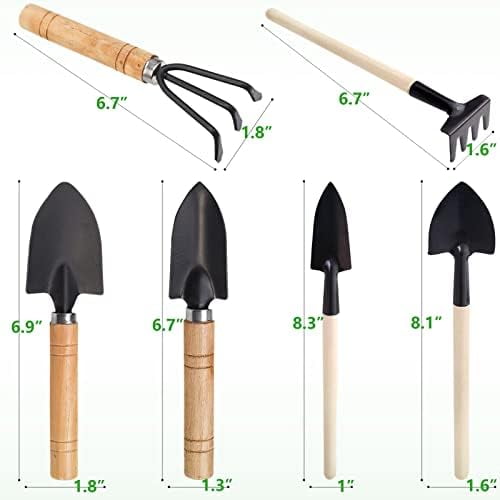 Small Garden Tool Set, 6 Pieces Iron Gardening Kit Including Hand Shovel, Transplant Shovel and Hand Rake with Wood Non-Slip Handle Perfect for Plant Lovers - Image 6