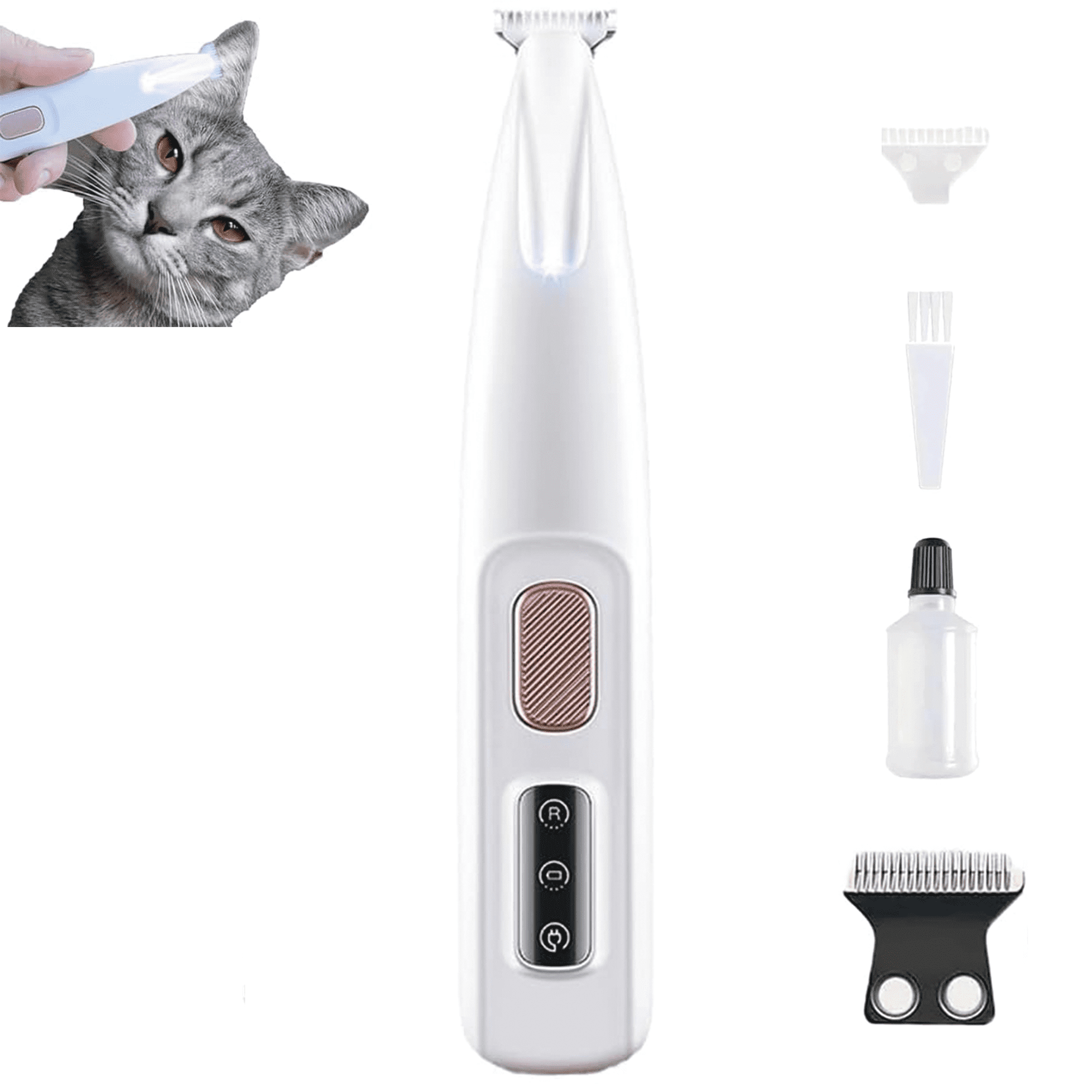 Belvedere Cat Grooming Trimmer - Rechargeable Low Noise Clipper with LED Light, Waterproof & Precision for Sensitive Areas 1set - Image 1
