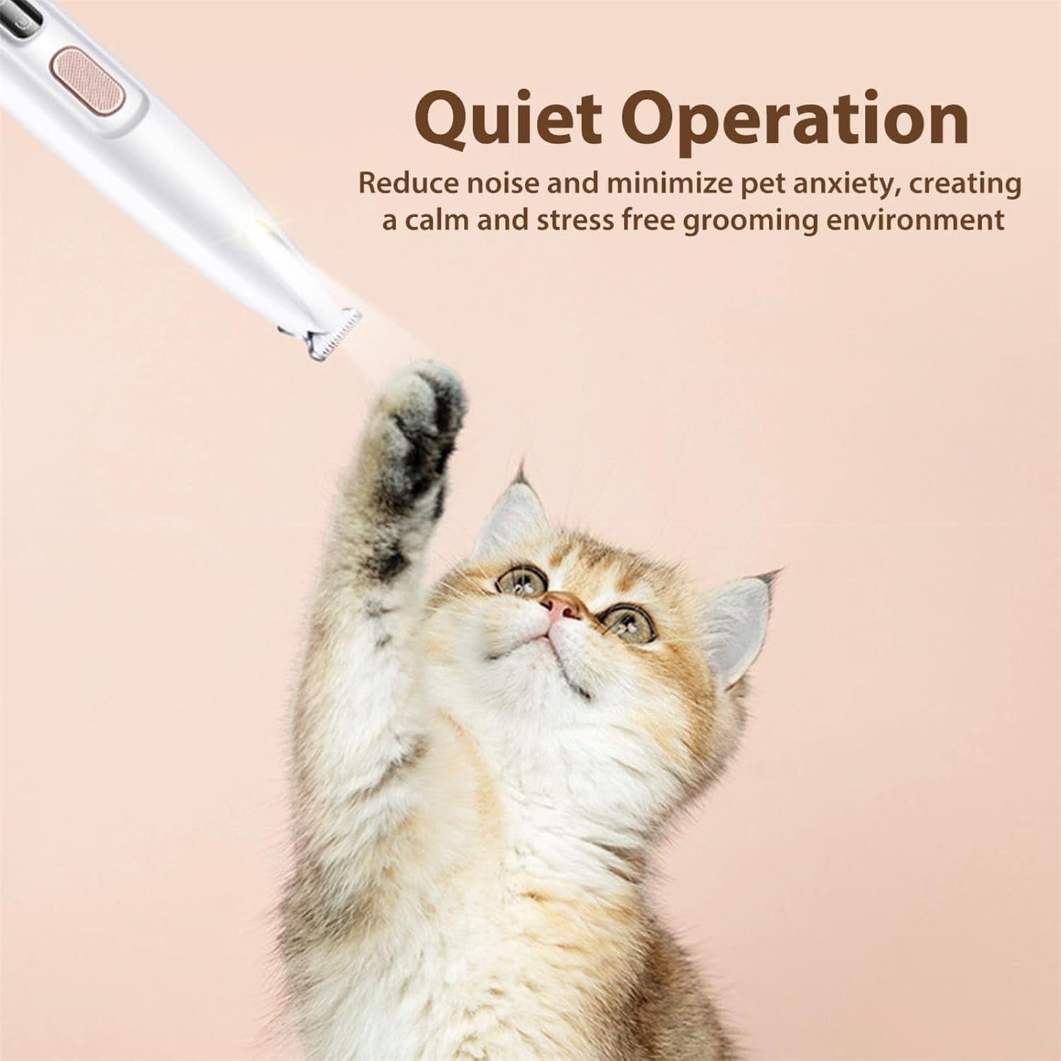 Belvedere Cat Grooming Trimmer - Rechargeable Low Noise Clipper with LED Light, Waterproof & Precision for Sensitive Areas 1set - Image 6