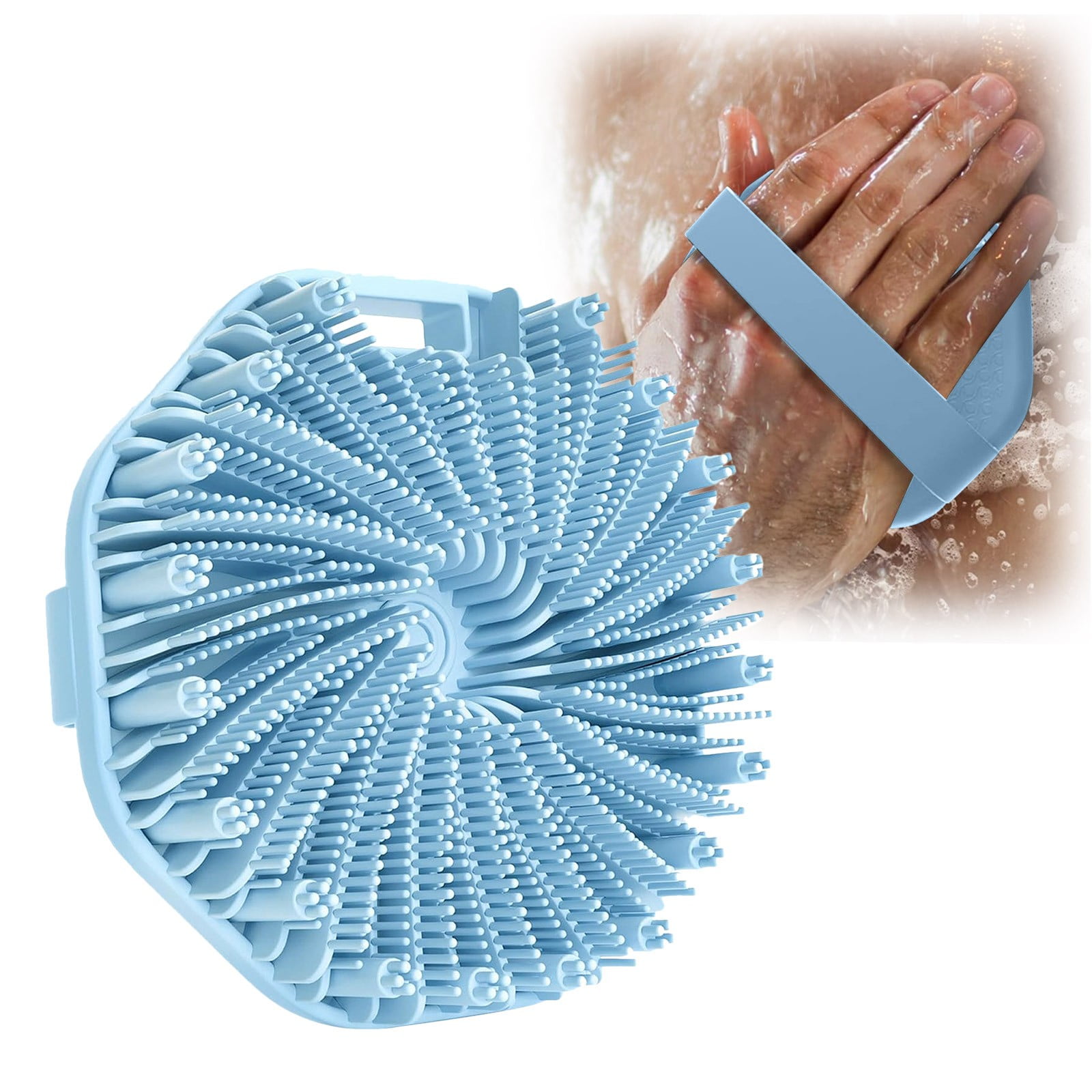 Scrubbies The Sud Bud Silicone Body Scrubber - Exfoliating for Sensitive Skin, Shower Use, Hanging Design, Durable Massage Brush,##grey/1 pc #blue - Image 2