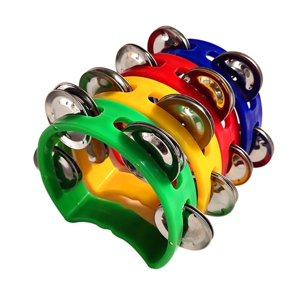 Kotyreds 4pcs Hand Tambourine Drum Bell Metal Jingles Percussion Kids Musical Game Toys One Size Multicolor - Image 1