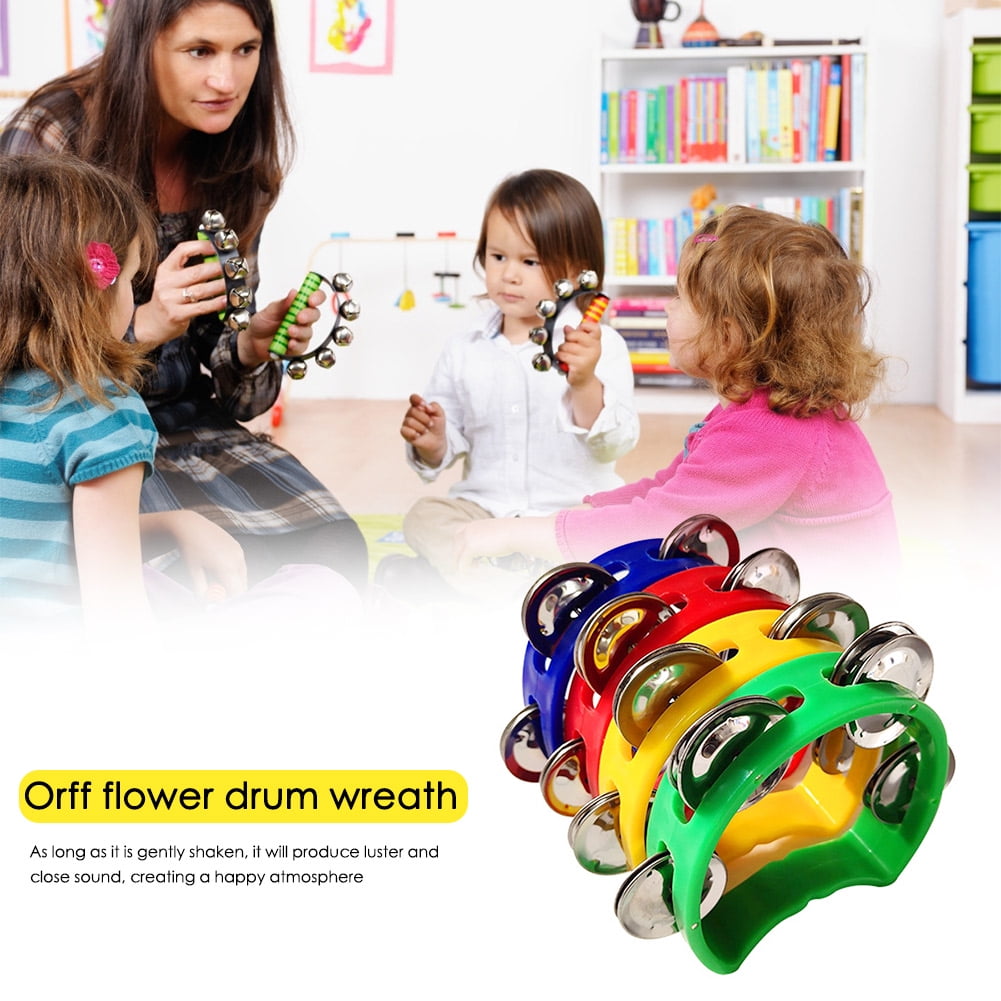Kotyreds 4pcs Hand Tambourine Drum Bell Metal Jingles Percussion Kids Musical Game Toys One Size Multicolor - Image 2