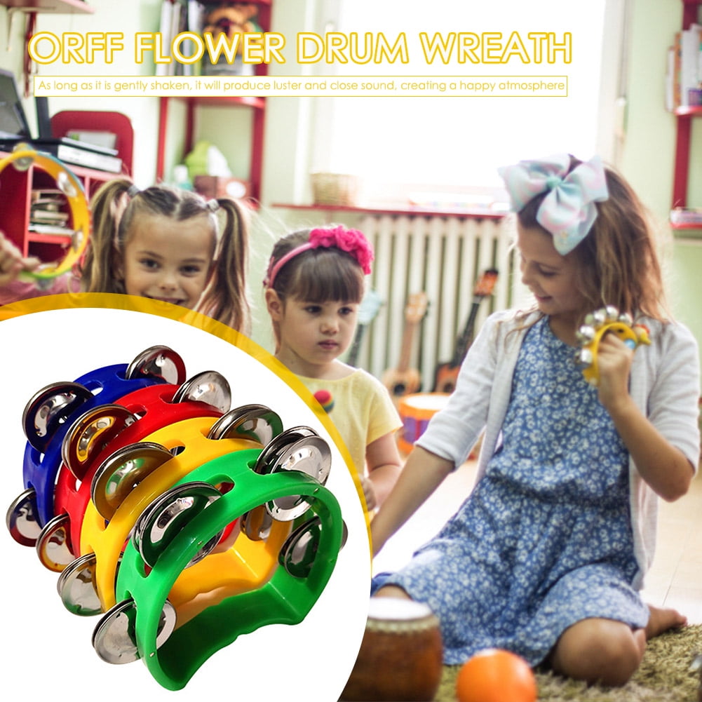 Kotyreds 4pcs Hand Tambourine Drum Bell Metal Jingles Percussion Kids Musical Game Toys One Size Multicolor - Image 3