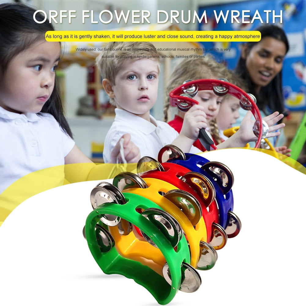 Kotyreds 4pcs Hand Tambourine Drum Bell Metal Jingles Percussion Kids Musical Game Toys One Size Multicolor - Image 4