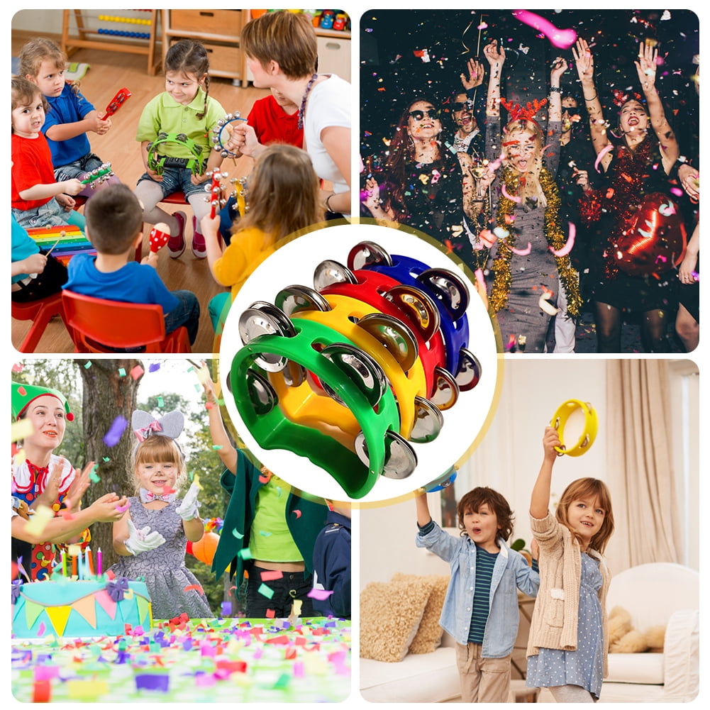 Kotyreds 4pcs Hand Tambourine Drum Bell Metal Jingles Percussion Kids Musical Game Toys One Size Multicolor - Image 5