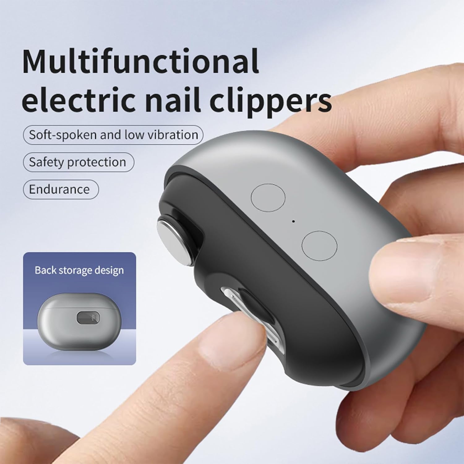 Smart Nail Clippers, Electric Toenail Clippers for Seniors and Babies, 2026 3-in-1 Electric Nail Clippers and Polisher (with LED Light, USB Port, and Nail Clipper Storage Case) (Black) Black - Image 3