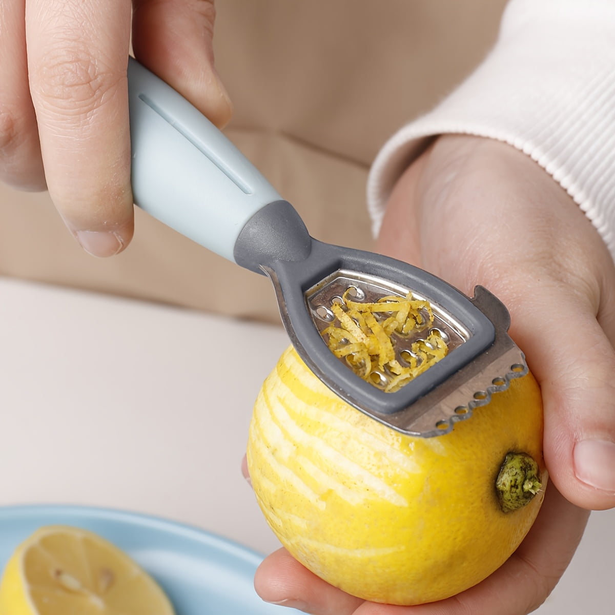 Green Stainless Steel 3-in-1 Citrus Zester & Juicer – Multi-Functional Lemon Grater, Peeler & Juicing Tool with Soft Grip Handle for Oranges, Limes & Grapefruit - Image 7