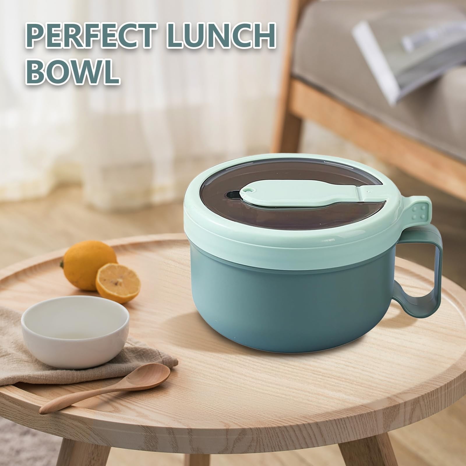 Ramen BBlueowl, Soup Bowls, Microwave Ramen Bowl with Lid, Lunch Box with Lid, Durable and Heat Resistant Bowl for Noodles, Rice, and Soups, Perfect for Home, Office, or School Meals， Z2_Green - Image 4