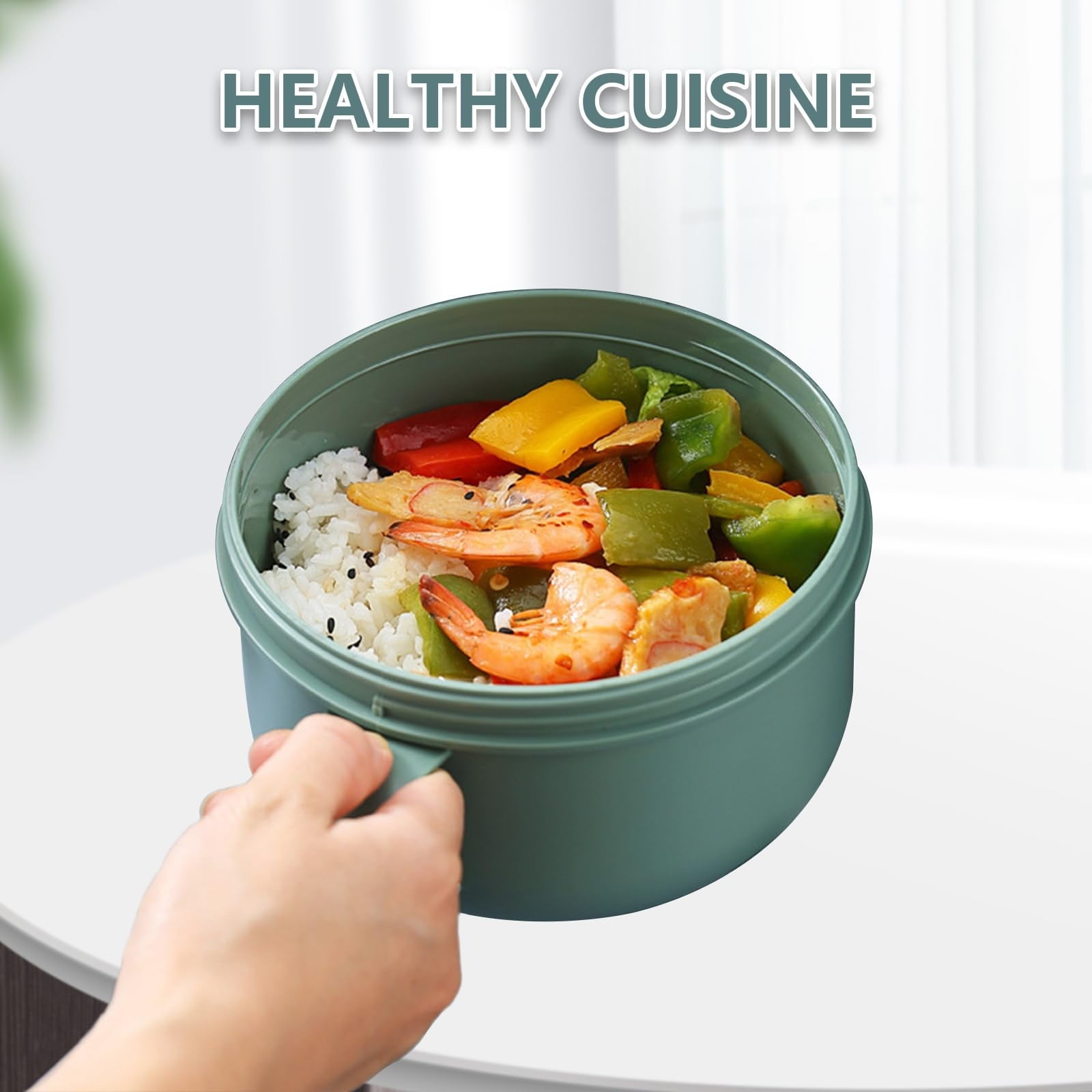 Ramen BBlueowl, Soup Bowls, Microwave Ramen Bowl with Lid, Lunch Box with Lid, Durable and Heat Resistant Bowl for Noodles, Rice, and Soups, Perfect for Home, Office, or School Meals， Z2_Green - Image 8