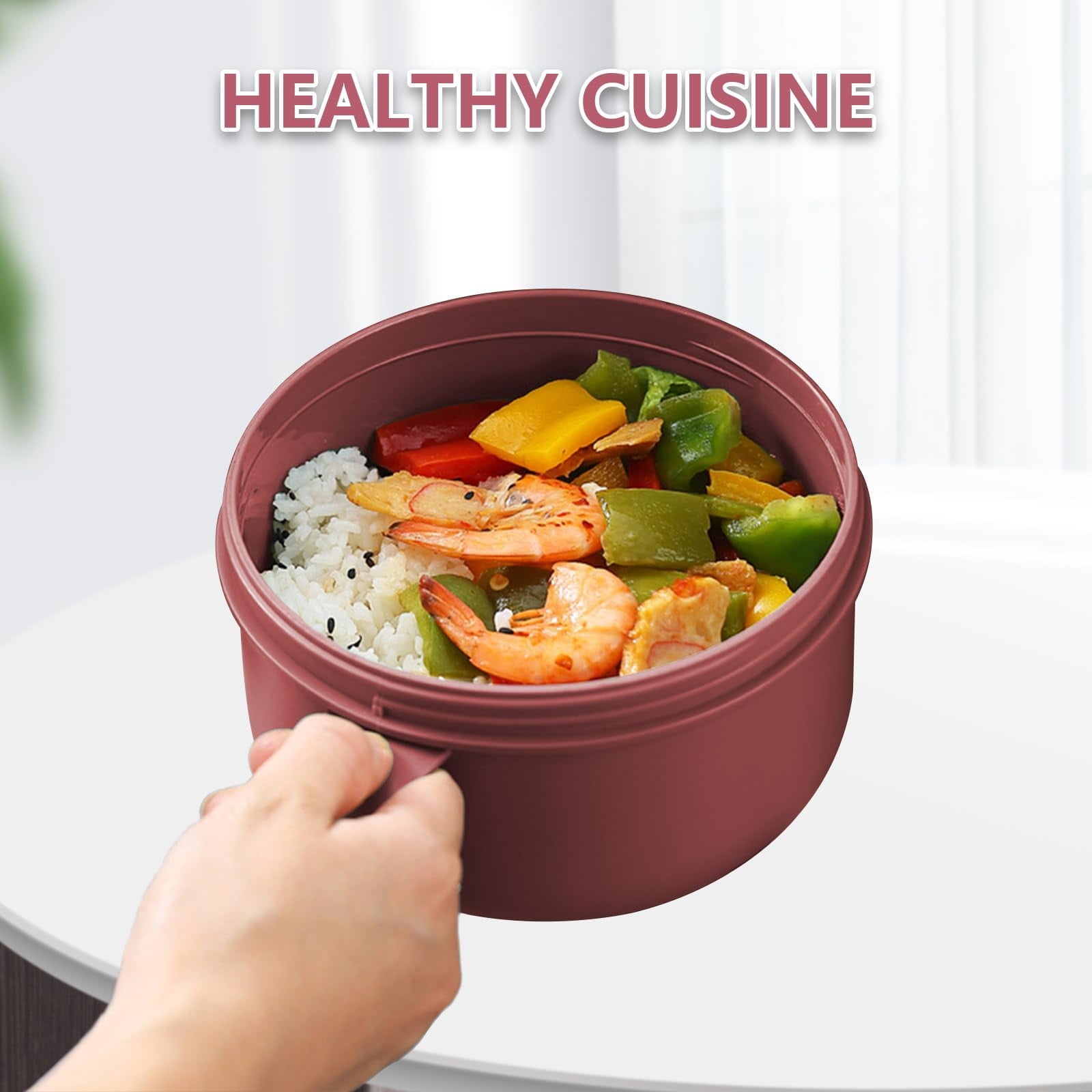Ramen BBlueowl, Soup Bowls, Microwave Ramen Bowl with Lid, Lunch Box with Lid, Durable and Heat Resistant Bowl for Noodles, Rice, and Soups, Perfect for Home, Office, or School Meals， Z3_Red - Image 8