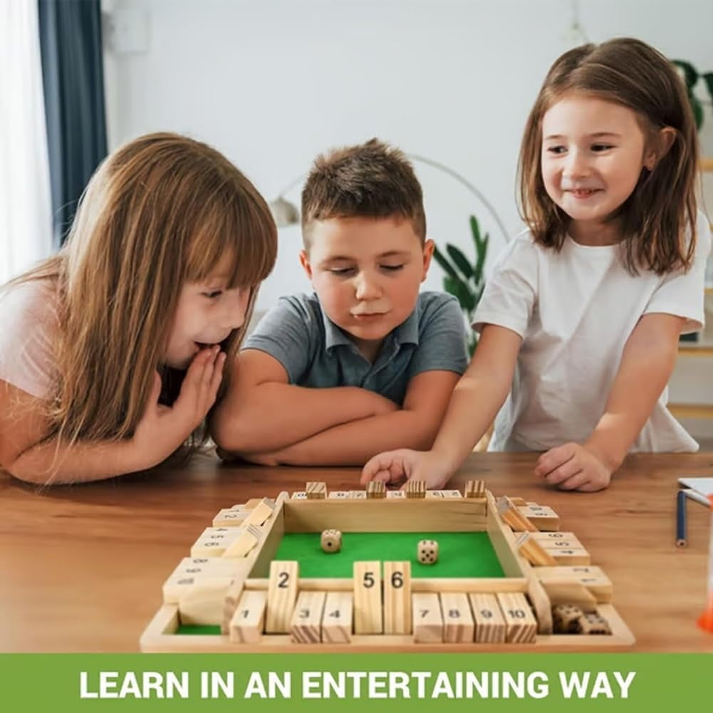 Shut The Box-Wooden Dice Board Game, Funny Family Shut The Box Game 2-4 Player, Board Games Gift for Family and Friends, Educational Table Math Games for Holiday, Party and Classroom(#B) #B - Image 3