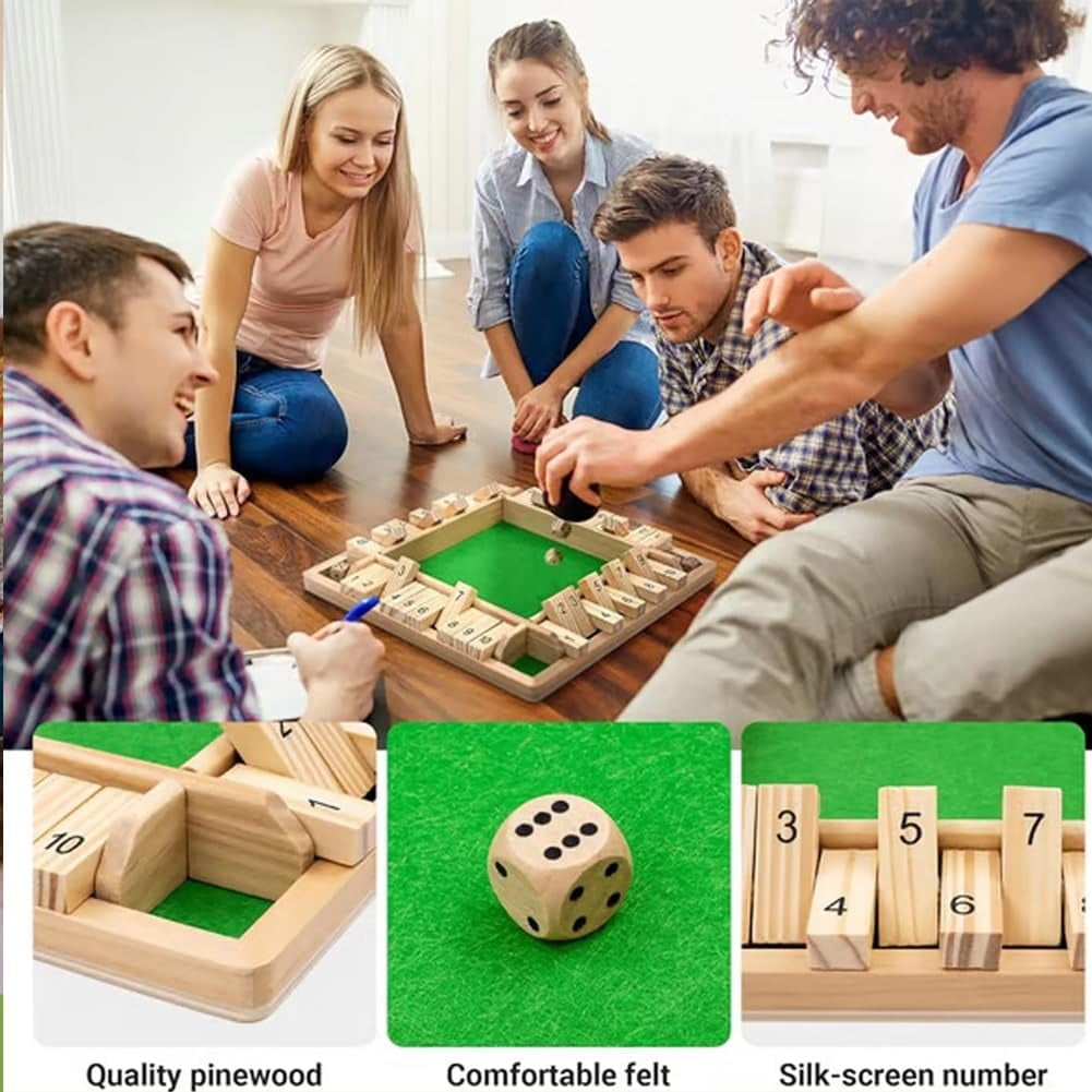 Shut The Box-Wooden Dice Board Game, Funny Family Shut The Box Game 2-4 Player, Board Games Gift for Family and Friends, Educational Table Math Games for Holiday, Party and Classroom(#B) #C - Image 2