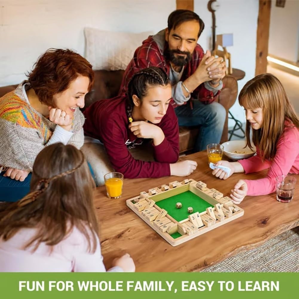 Shut The Box-Wooden Dice Board Game, Funny Family Shut The Box Game 2-4 Player, Board Games Gift for Family and Friends, Educational Table Math Games for Holiday, Party and Classroom(#B) #a - Image 4