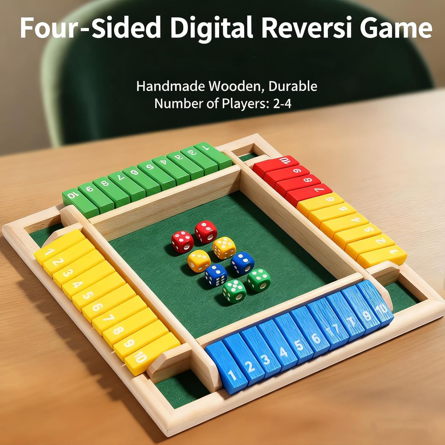 Shut The Box-Wooden Dice Board Game, Funny Family Shut The Box Game 2-4 Player, Board Games Gift for Family and Friends, Educational Table Math Games for Holiday, Party and Classroom(#B) #d - Image 7