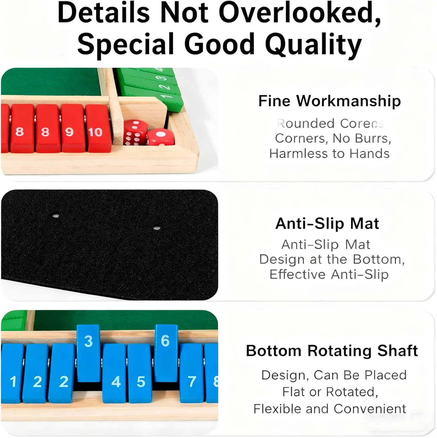 Shut The Box-Wooden Dice Board Game, Funny Family Shut The Box Game 2-4 Player, Board Games Gift for Family and Friends, Educational Table Math Games for Holiday, Party and Classroom(#B) #d - Image 8