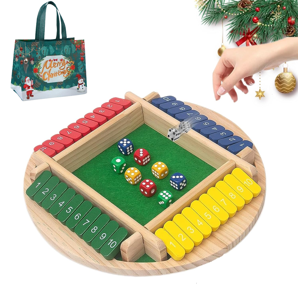 Shut The Box-Wooden Dice Board Game, Funny Family Shut The Box Game 2-4 Player, Board Games Gift for Family and Friends, Educational Table Math Games for Holiday, Party and Classroom(#B) 4playerc - Image 1