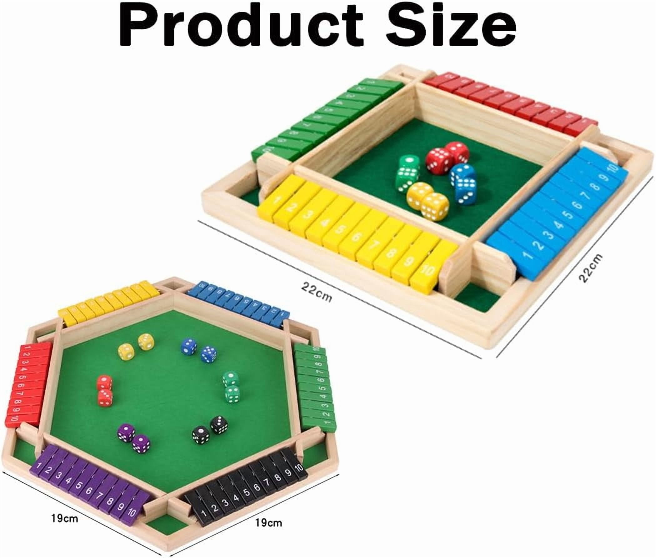 Shut The Box-Wooden Dice Board Game, Funny Family Shut The Box Game 2-4 Player, Board Games Gift for Family and Friends, Educational Table Math Games for Holiday, Party and Classroom(#B) 4playerc - Image 3