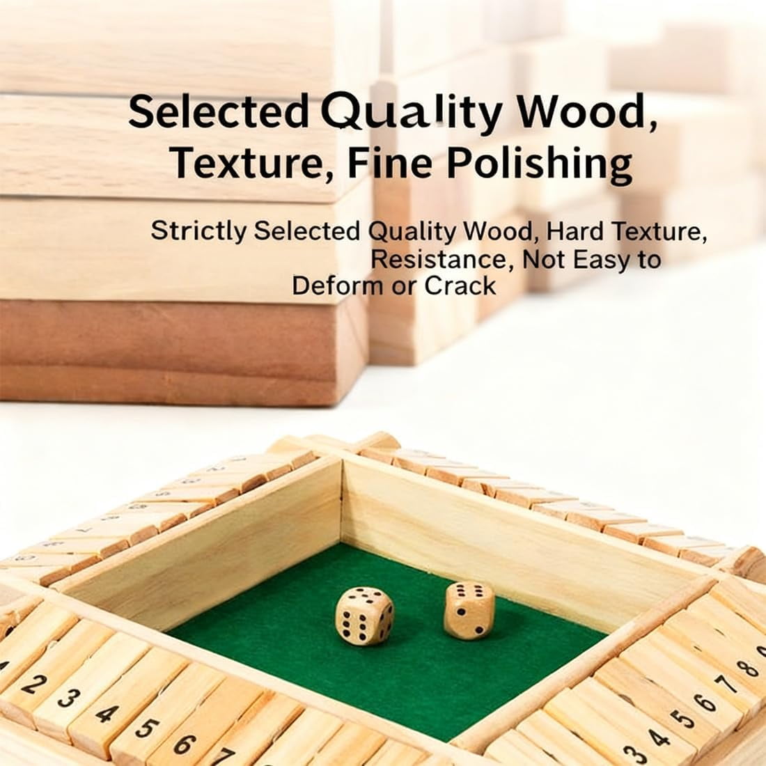 Shut The Box-Wooden Dice Board Game, Funny Family Shut The Box Game 2-4 Player, Board Games Gift for Family and Friends, Educational Table Math Games for Holiday, Party and Classroom(#B) 4playerc - Image 6