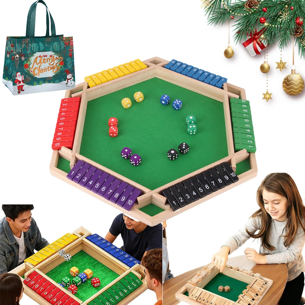 Shut The Box-Wooden Dice Board Game, Funny Family Shut The Box Game 2-4 Player, Board Games Gift for Family and Friends, Educational Table Math Games for Holiday, Party and Classroom(#B) 6playerf - Image 1