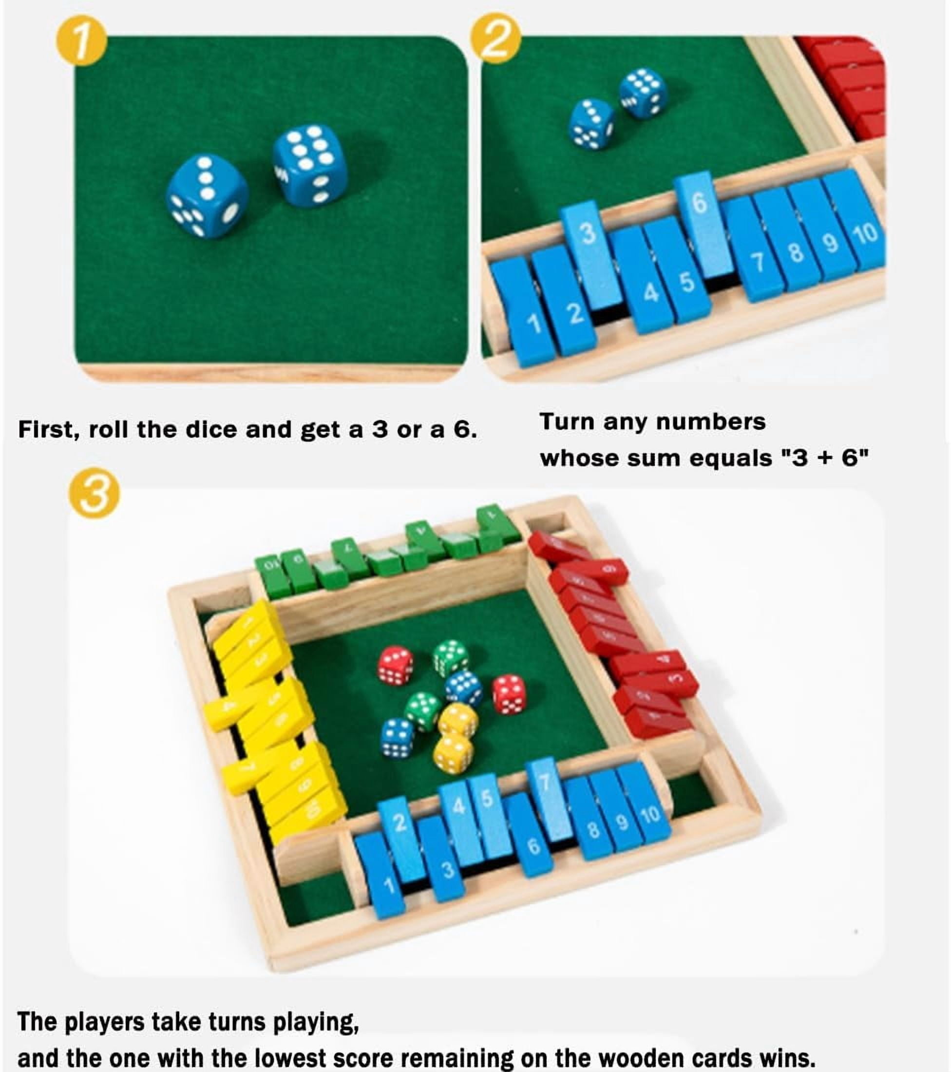 Shut The Box-Wooden Dice Board Game, Funny Family Shut The Box Game 2-4 Player, Board Games Gift for Family and Friends, Educational Table Math Games for Holiday, Party and Classroom(#B) 6playerf - Image 5