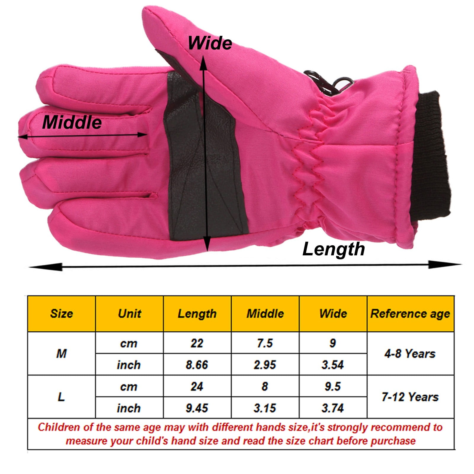 GXWEA Gloves For Kids Toddler Skis Kids Gloves Winter Gloves Thick Gloves Stretchy Warm Gloves Boys Girls 6-24 Months 7-12 Year AHA1 kids snow gloves Blue - Image 7