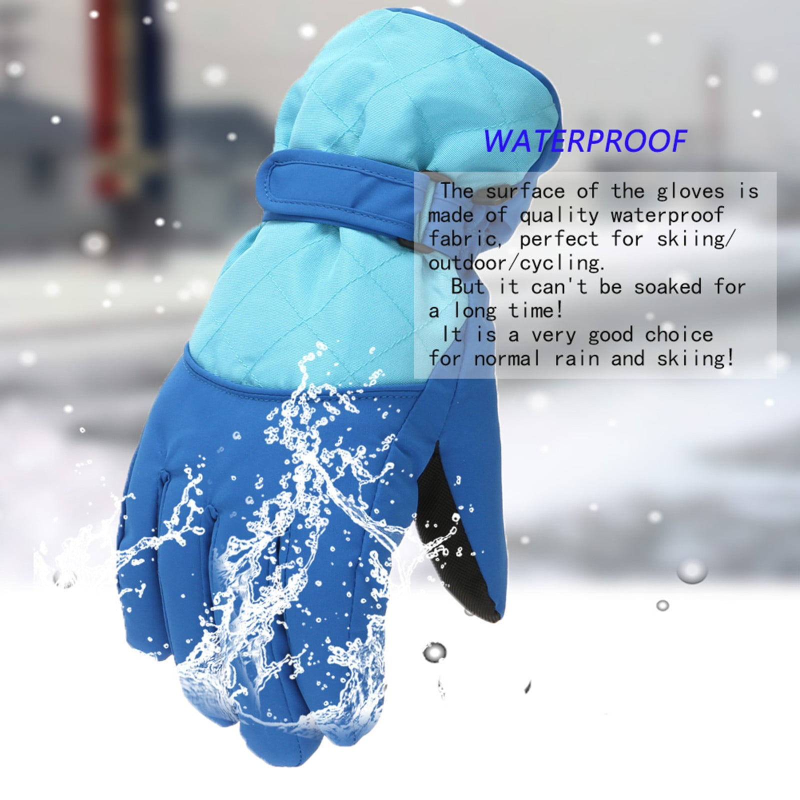 GXWEA Gloves For Kids Toddler Skis Kids Gloves Winter Gloves Thick Gloves Stretchy Warm Gloves Boys Girls 6-24 Months 10-16 Year AHA2 kids snow gloves Blue - Image 7