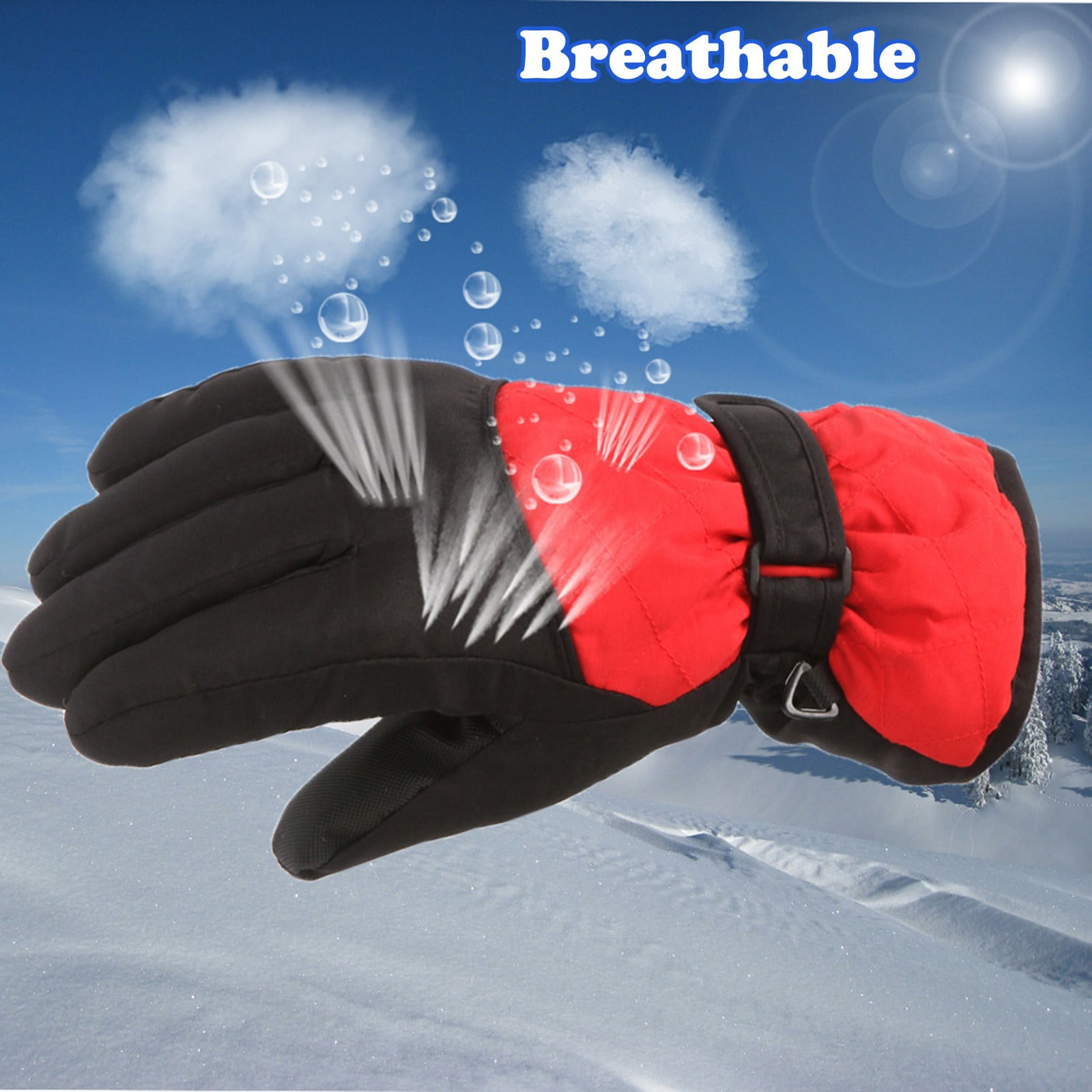 GXWEA Gloves For Kids Toddler Skis Kids Gloves Winter Gloves Thick Gloves Stretchy Warm Gloves Boys Girls 6-24 Months 10-16 Year AHA2 kids snow gloves Red - Image 6