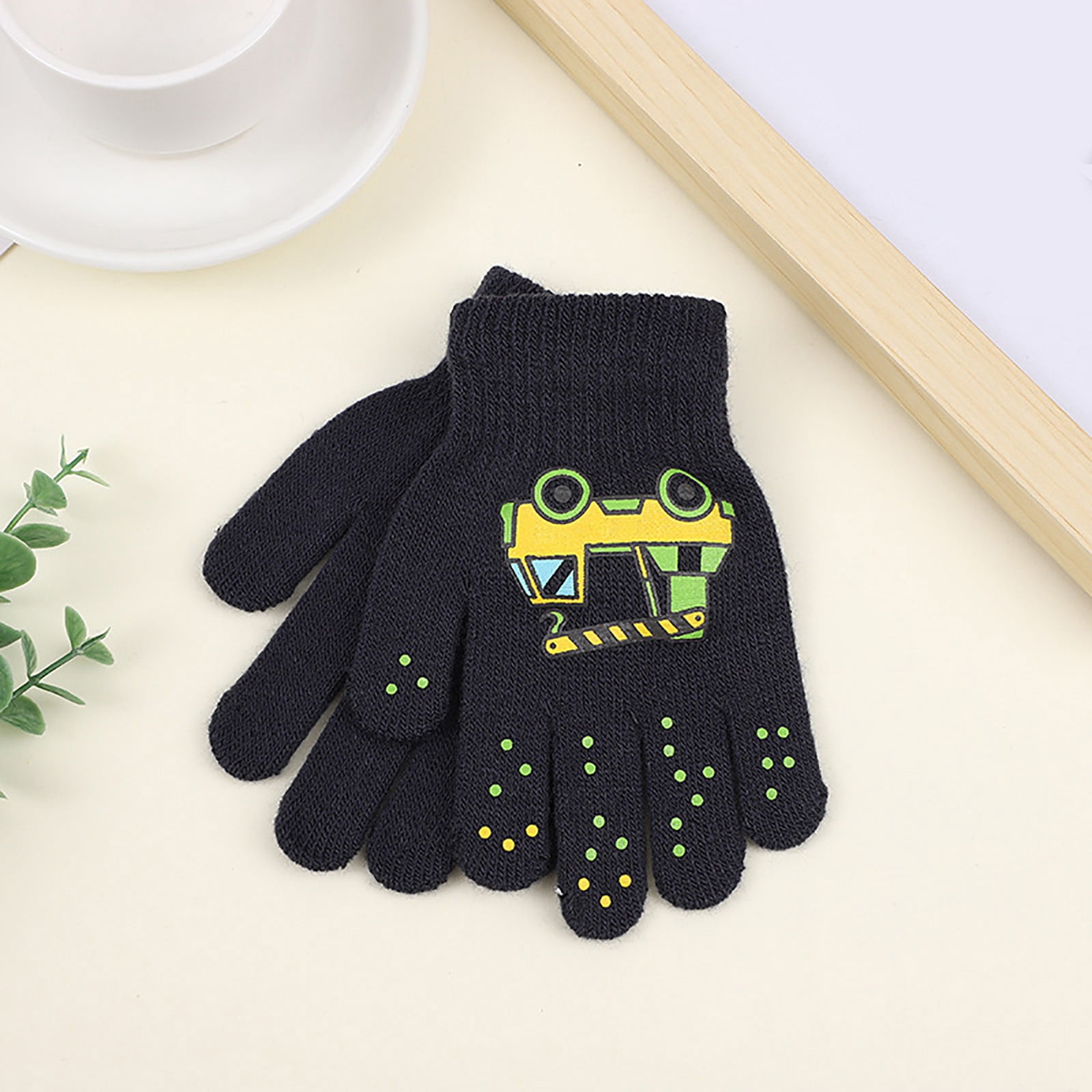 GXWEA Gloves For Kids Toddler Skis Kids Gloves Winter Gloves Thick Gloves Stretchy Warm Gloves Boys Girls 6-24 Months 5-12 years AHA4 kids snow gloves Black - Image 2