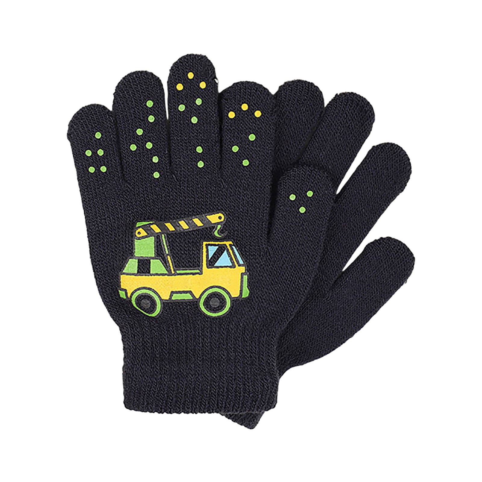 GXWEA Gloves For Kids Toddler Skis Kids Gloves Winter Gloves Thick Gloves Stretchy Warm Gloves Boys Girls 6-24 Months 5-12 years AHA4 kids snow gloves Black - Image 4